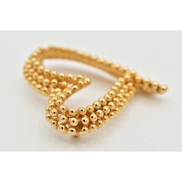 Fernando Originals Vintage Heart Pin Brooch Textured Chunky Gold FO Signed BinBI - Picture 9 of 12